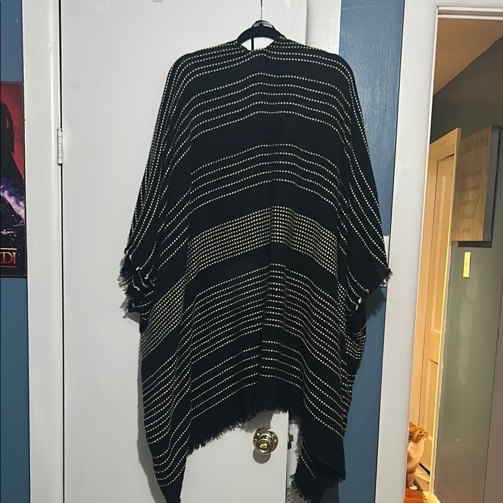 BDG Black and White Studded Poncho Cape - Picture 3 of 5
